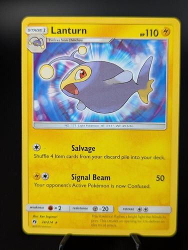 Lanturn 74/214 Rare Lost Thunder Pokemon Lightly Played