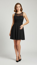 BCBGeneration Women's Fit & Flare Dress Lace Mesh Sleeveless Black Size 6