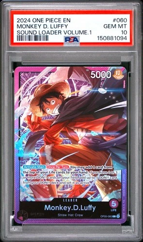 One Piece En Monkey D Luffy Sound Loader Volume 1 OP05-060 PSA 10 Gem Mint