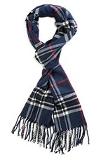 VERONZ Super Soft Classic Cashmere Feel Winter Scarf Navy Plaid