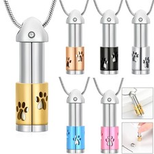 Paw Print Rocket Urn Pendant Cremation Jewelry for Ashes Holder Memory Necklace