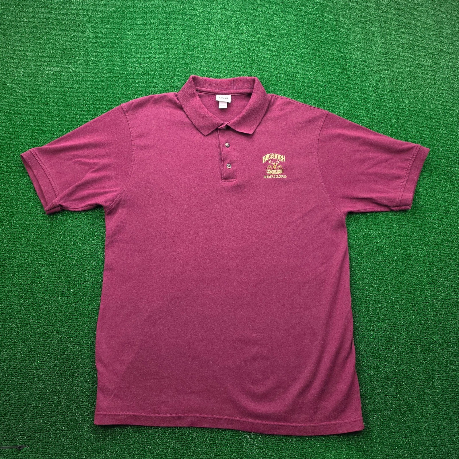 Vintage Buckhorn Exchange Denver Colorado Polo Shirt Mens Large Maroon