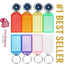 Key Tags 16 Pack with Rings – 8 Color Plastic ID Labels for Keys & Storage