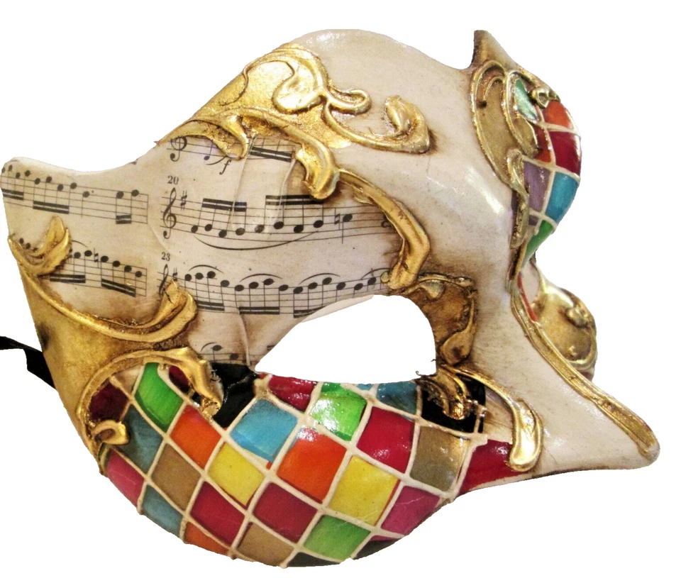 MAR JOKER (1)  HALF FACE, ITALIAN HANDMADE MASK,  MUSIC/MOSAIC DETAIL. - Image 2 of 3