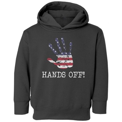 Hands Off USA Flag Stop Hand Design - Anti 47 Protest Toddler Hooded Sweatshirt