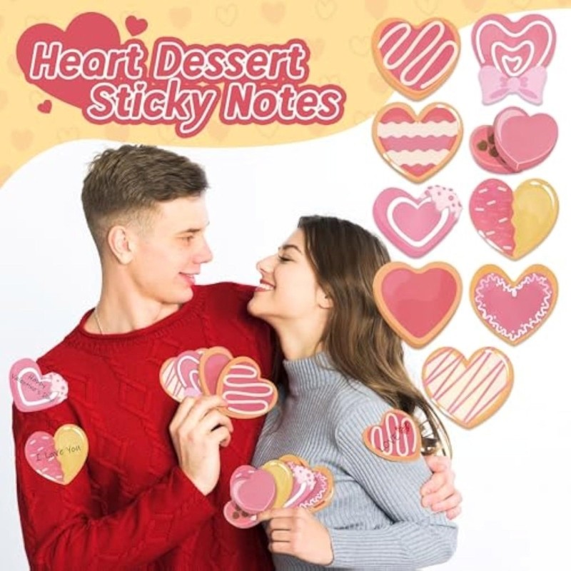 Note Writing Pad 9Pcs Heart Shape Notes Self-Stick Memo Note Writing Pad Set Self ...