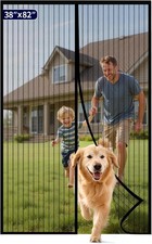 Magnetic Screen Door 38 x 82 Retractable Mesh Curtain Hands Free Auto Close.