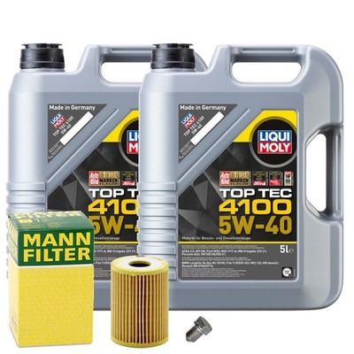 Motoröl 5W40 LIQUI MOLY Top Tec 4100 10L+MANN Ölfilter+Ölablassschraube