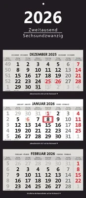 ANSCHÜTZ XXL 3-Monatskalender 2026 schwarz großer Wandkalender Bürokalender