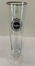 Warsteiner Footed Pilsner Beer Glass 9" Tall Size 0.3L Gold Rim Germany
