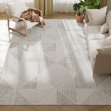 HOMCOM Non-Slip Large Rug Living Room Design 290x200 Grey  , Used