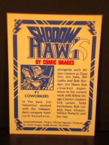 Shadow Hawk, 1992-Comic Images- "Prism" - "Subset Chase Card" - P1 - "Coworkers" - Picture 4 of 4