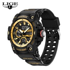 Men Large Dial Analog Digital LED Quartz Sport Watch Waterproof Wristwatch Gift