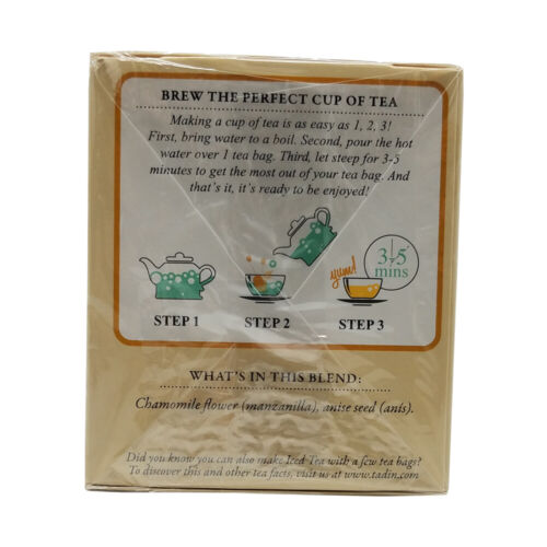 Tadin Chamomille Anise Herbal Tea. Calming & Caffeine-Free. 24 Bags. Pack of 6 - 第 5/6 張圖片