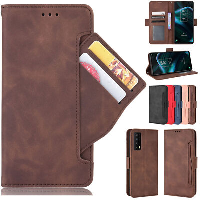 For TCL Separable Card Slots Wallet Leather Stand Soft TPU phone Case Cover skin