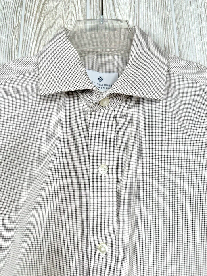 Camisa social RYAN SEACREST marrom xadrez manga longa slim fit 15 34/35 - Imagem 3 de 4