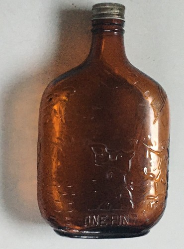 Vintage 1940s PAUL JONES WHISKEY BROWN GLASS BOTTLE & Cap Patriot Ship FRANKFORT - Picture 10 of 23