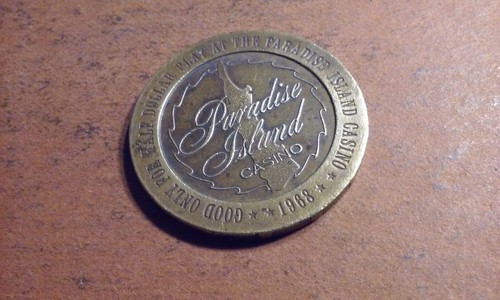 1968 Paradise Island Casino 50 Cents Brass Gaming Token From Bahamas 1-1/4" Inch