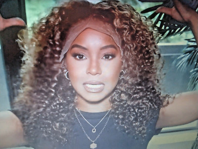 Nadula 14 inch honey blonde brown highlights curly kinky Human lace Front wig