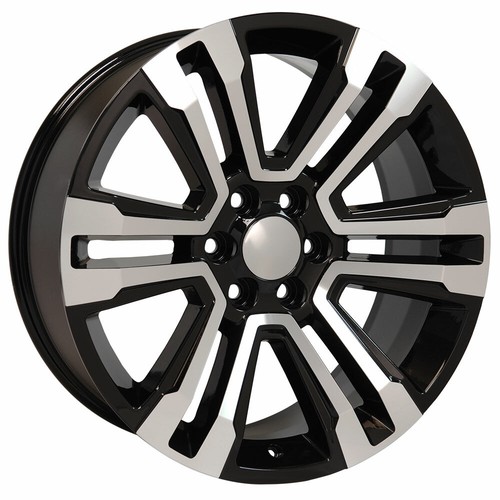 22" Machined Black 5822 Wheels & Bridgestone Tires Fit Yukon Sierra Denali - Picture 3 of 5