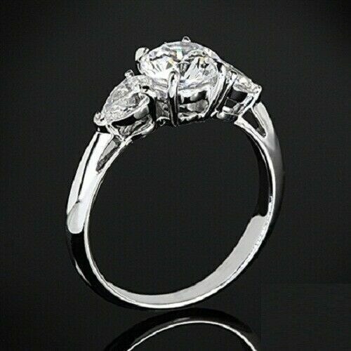 Rundschliff 2,70 ct Laborgefertigter weißer Diamant Ehering 925 Sterlingsilber