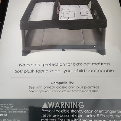 4moms Breeze Waterproof Bassinet Sheets, Gray/White Moms 2000748