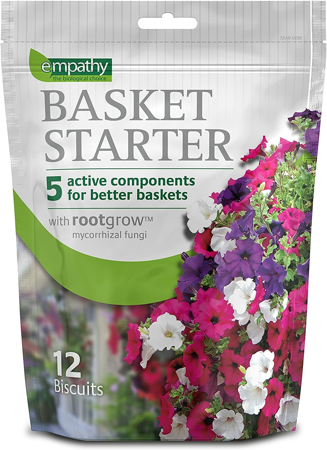 Empathy Basket Starter with Rootgrow Mycorrhizal Fungi Plant Food - 12 Biscuits