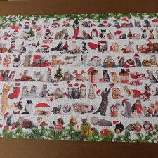 Holiday Cats 1000 piece Jigsaw Puzzle 26.625 x 19.25 Made USA COMPLETE Christmas