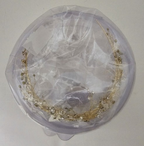 DAVIDS Bridal Moldable Crystals Tiara Champagne Gold Wedding Bride Headpiece NEW - Picture 3 of 4
