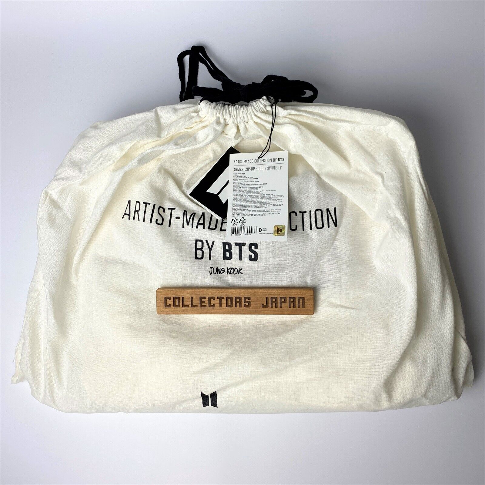 BTS ARTIST-MADE COLLECTION JUNG KOOK ARMYST ZIP-UP HOODY WHITE L with PHOTO NEW