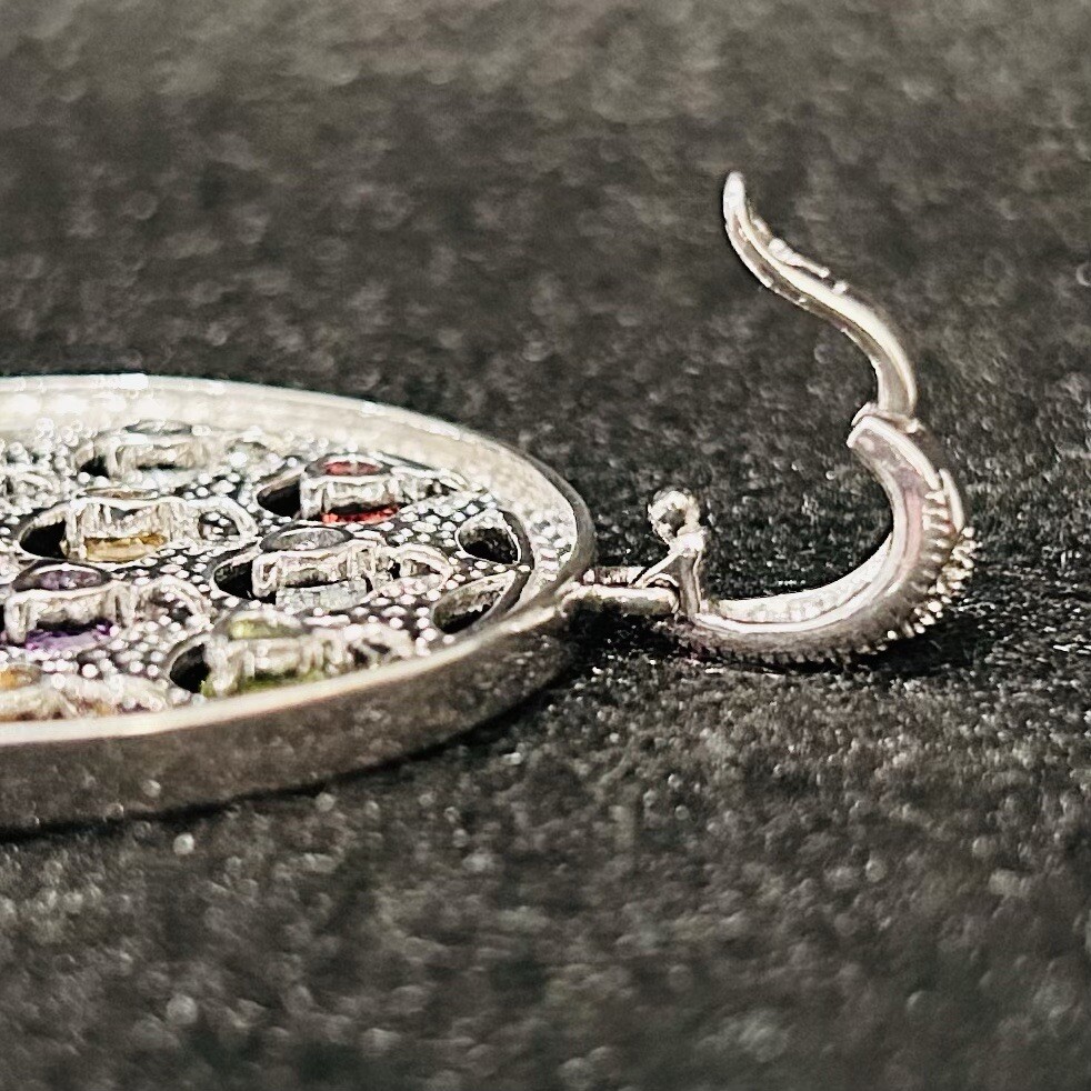 Circle Sterling Silver Rainbow Multi Gemstone Cha… - image 6
