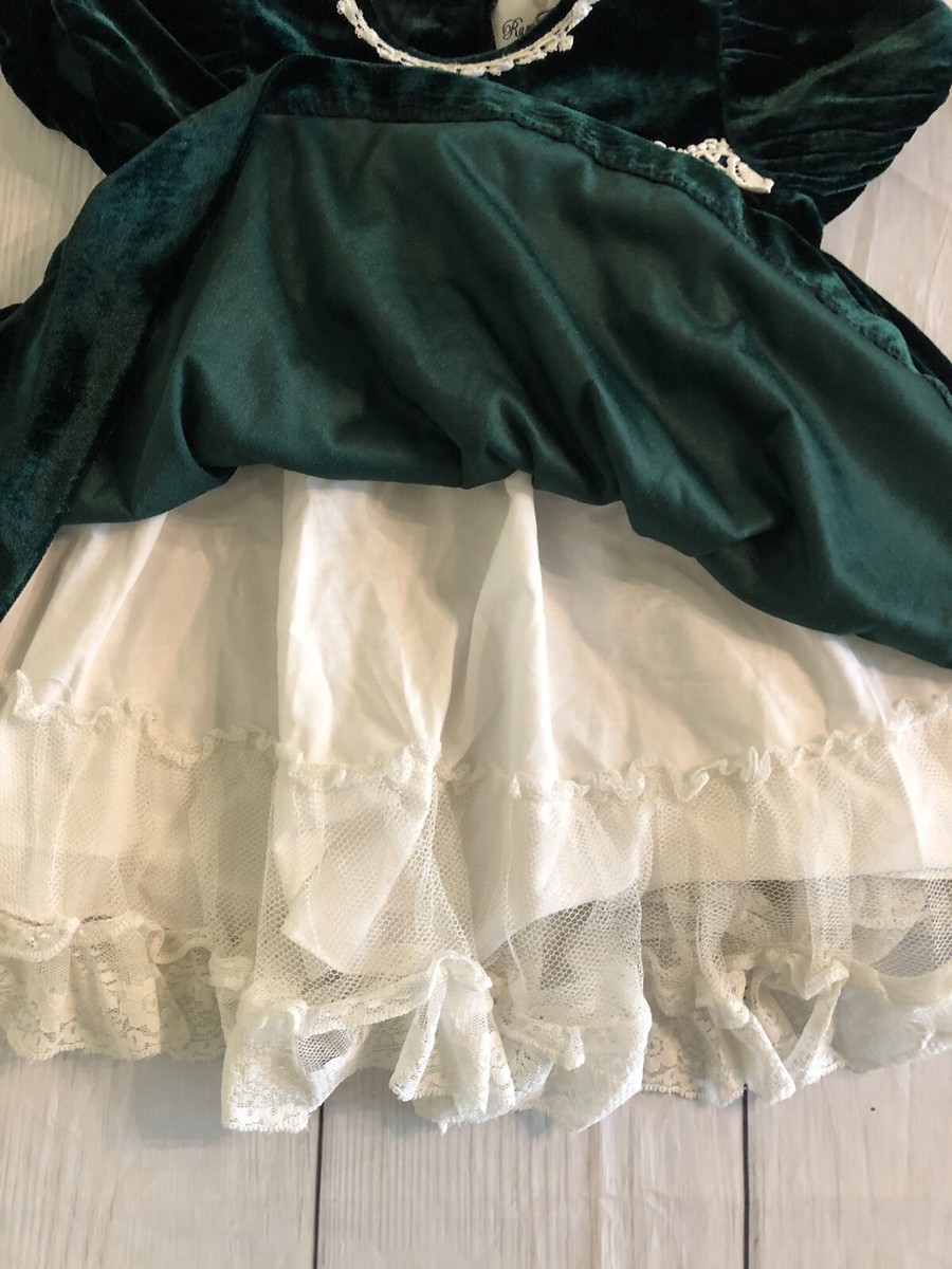 rare editions green velvet dress Raven Crepe and Velvet Dress in Dark-Green – Rhea Costa main image 0