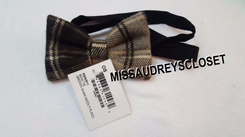 NEW American Apparel Unisex High Fashion Bow Tie Brown Khaki Wooly Plaid NWT - Picture 2 of 9