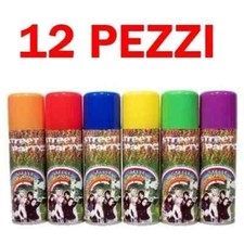 12 Bombolette Spray Stelle Filanti Colorate Street Party Solchim per Carnevale