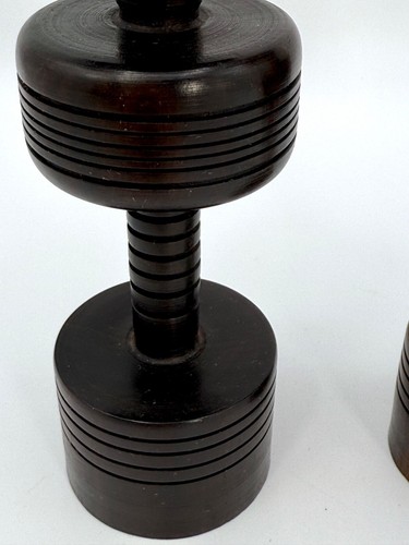 Candelabros MCM vintage de madera maciza oscura - Imagen 4 de 14