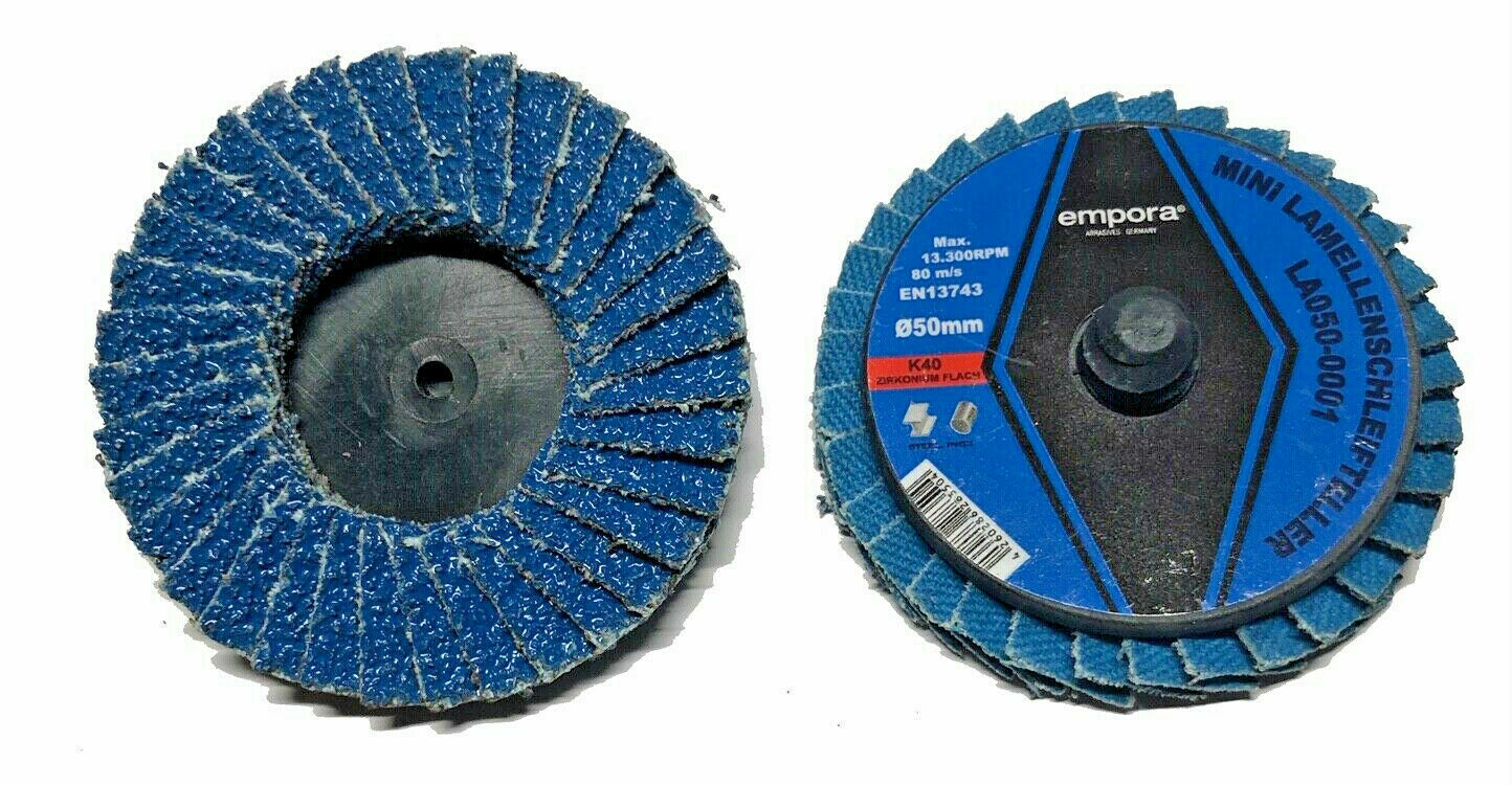 Roloc FächerscheibenFLACH 50mm Mini Flap Disc Stahl INOX Zirkonium K40