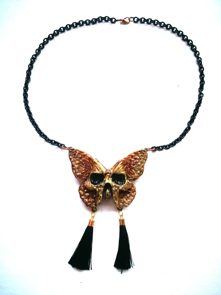 Фэн-шуй символ амулет бабочка череп Луна моль лунный ювелирных изделий ожерелье подвеска - Изображение 3 из 4