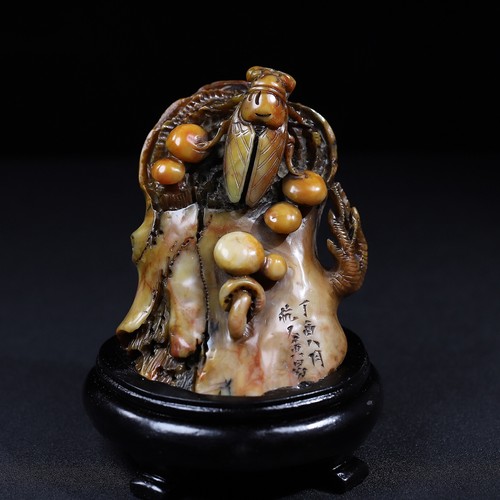 Exquisite Collection Shoushan Stone Carving, Amazing Cicada Seal Ornament - Picture 9 of 9