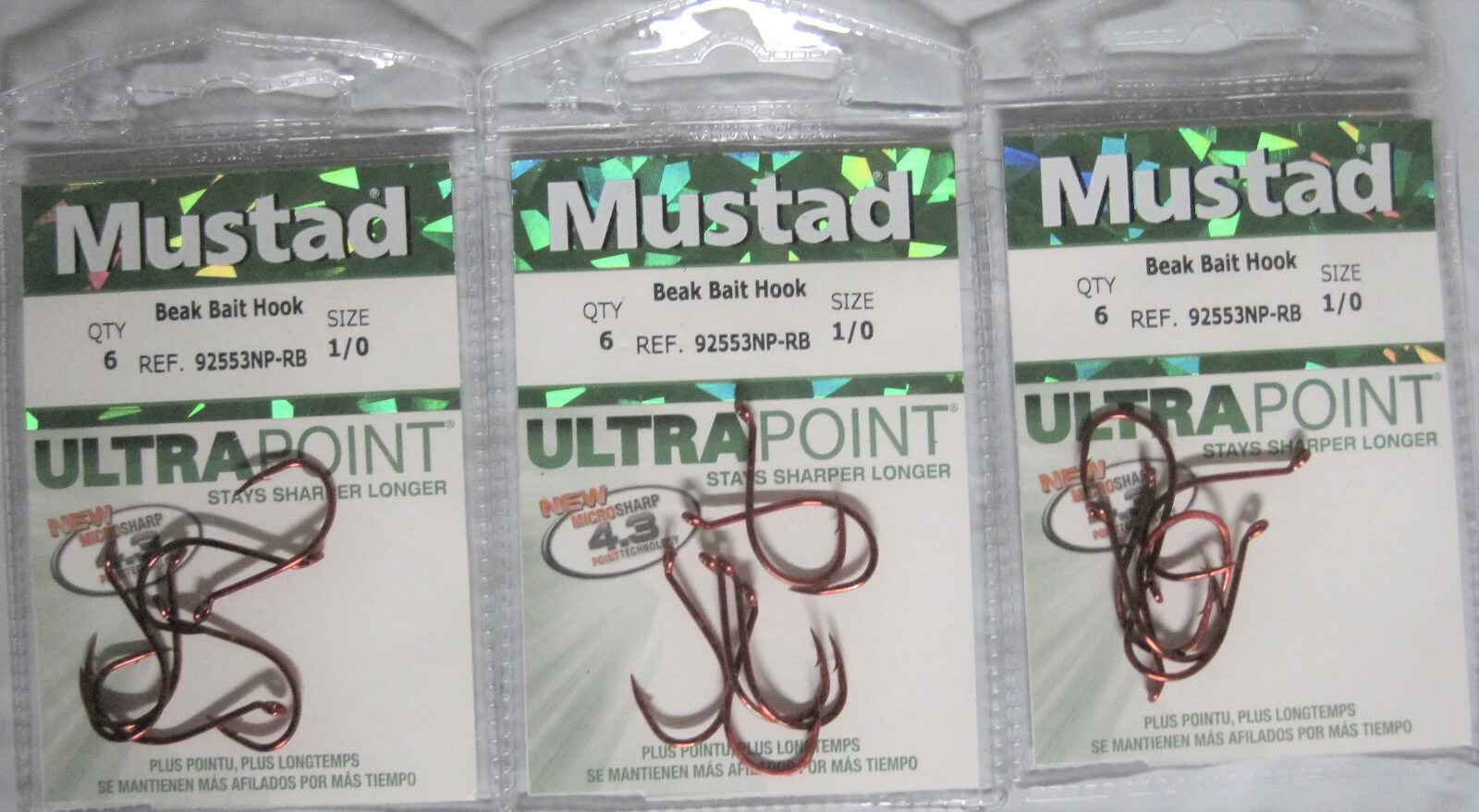 Mustad Octopus Beak Barbless Fishing Hooks 92553X 8-Piece Set Size 2/0 Norway - Foto 4