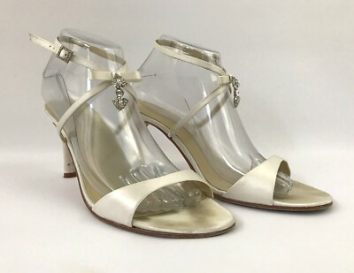 Grace Wedding Heels 9 White Silk Formal Open Toe Sandals Sonata Candlelight 