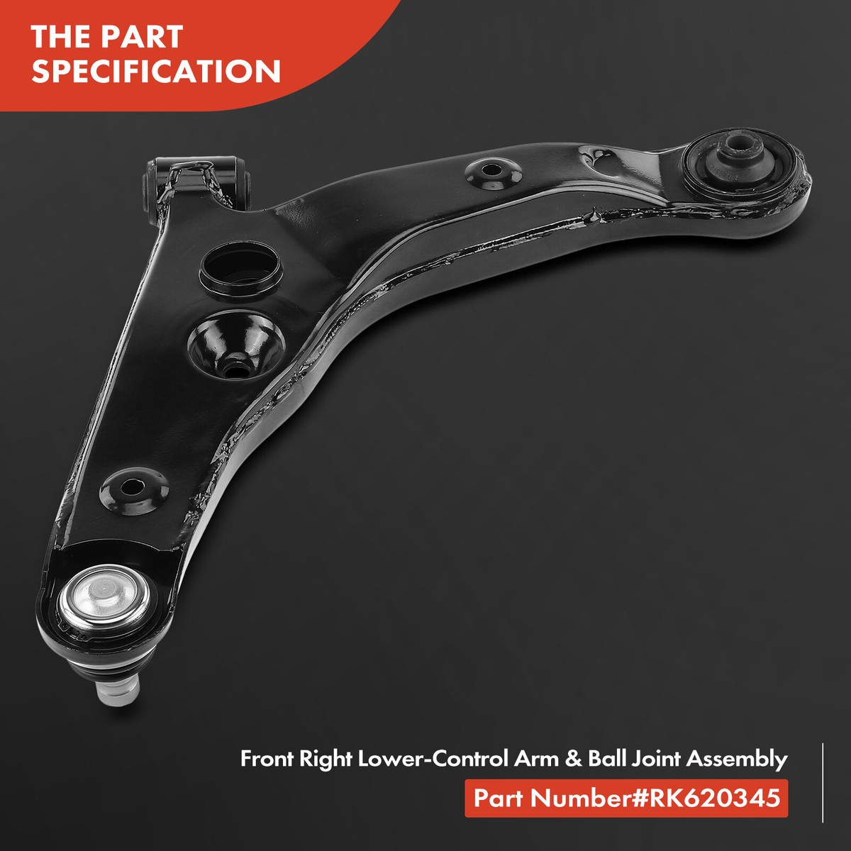 Detroit Axle Front Lower Right Control Arm With Ball Joint For Mitsubishi Lancer 2002-2007 (K620345)-683804