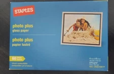 STAPLES PHOTO PLUS GLOSS PAPER/60 SHEETS/4" X 6" Item #648177 NEW SEALED 