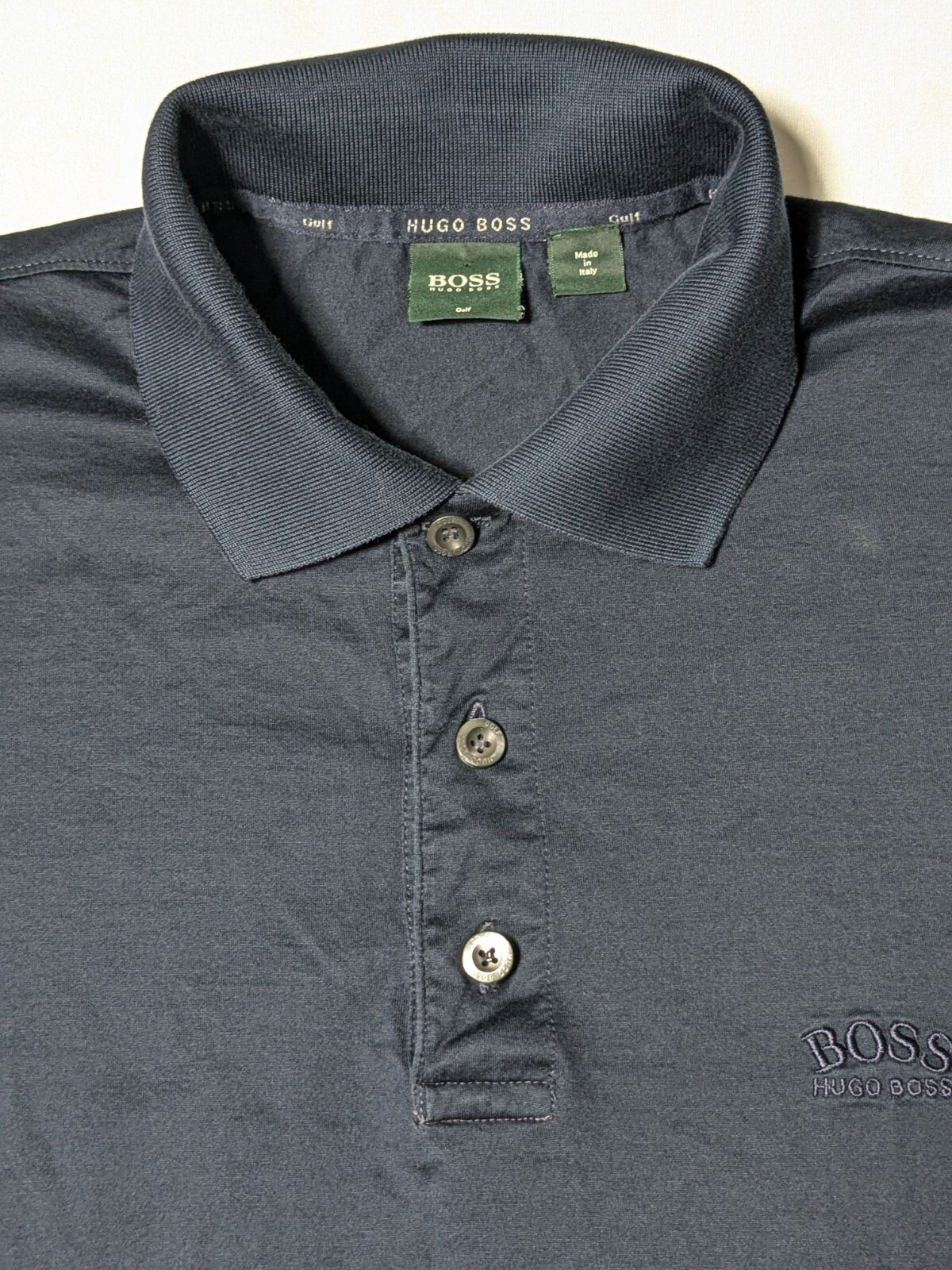 HUGO BOSS GOLF Men Medium Navy GRAYHAWK GOLF CLUB Polo Shirt Made In Italy thumbnail 5