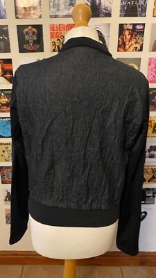Vintage 90's Y2K archive Cop copine denim jacket blue black fleece