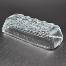 Vintage Union Pacific RR Pressed Clear Glass Stand for Train Engine - Stand ONLY