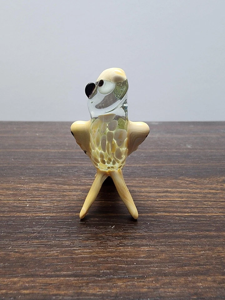 Фигурка из натурального цветного стекла - ручной работы - дизайн белой совы - Изображение 2 из 4