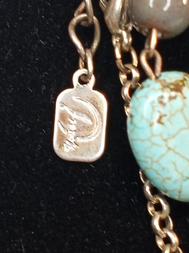 Vintage Necklace Turquoise And Ceramic Beads 18" Long Chain You And I Signed - Picture 7 of 23