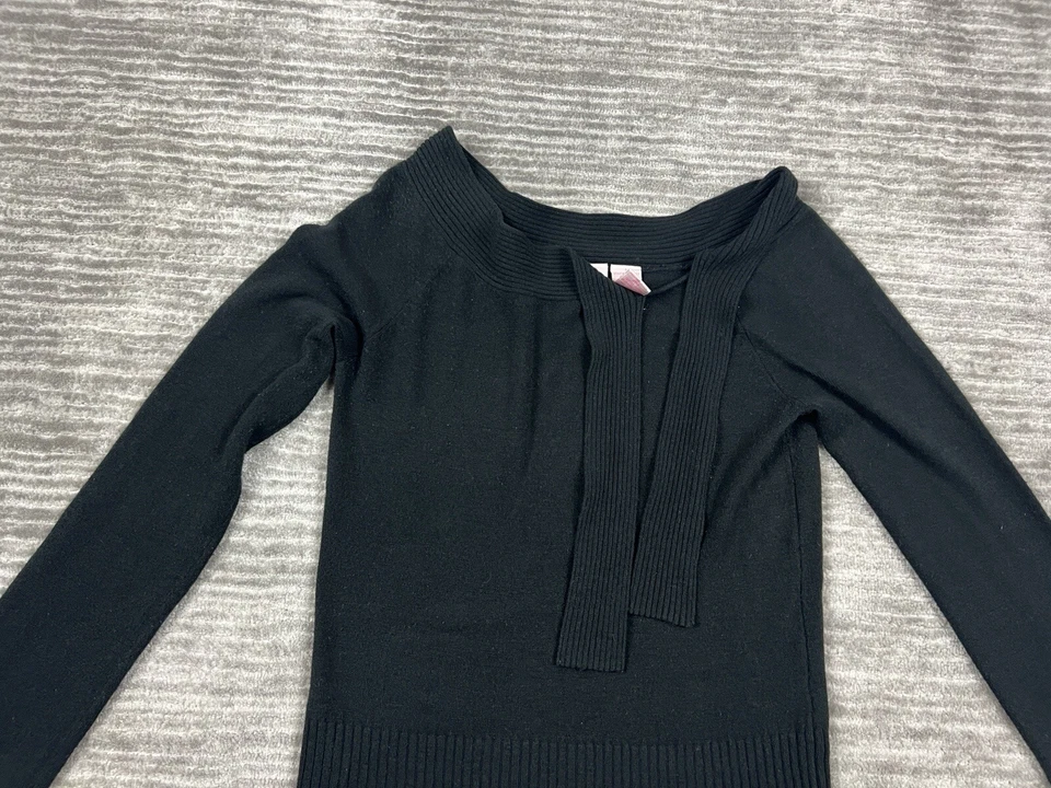 Suéter Xhilaration Mujer Grande Negro Manga Larga Mezcla Acrílico Cuello Atado Foto 2 de 4