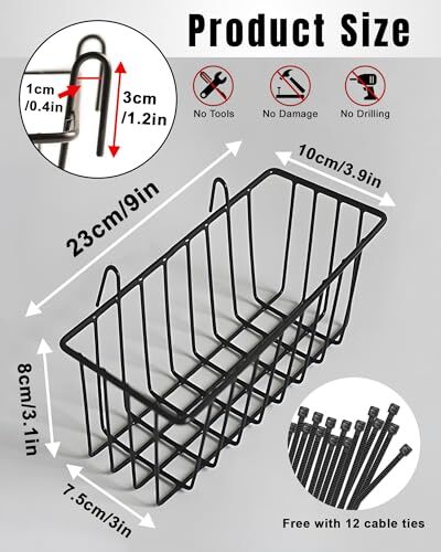 Pack Wall Basket, Hanging Wire Basket for Wall Grid Panel, Metal Hanging 3 - Picture 3 of 8