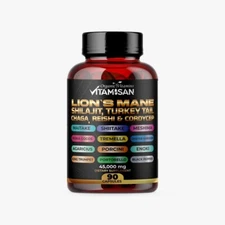 18x Shilajit Asphaltum Fulvic Acid and Mushroom Complex Supplement, Turkey Tail